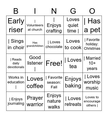 WOW Ladies Retreat! Bingo Card
