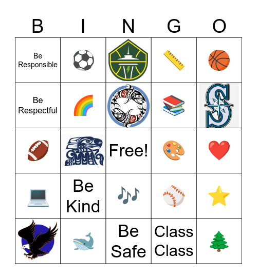 Chinook Eagles BINGO Card