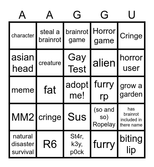 ROBLOX Bingo Card