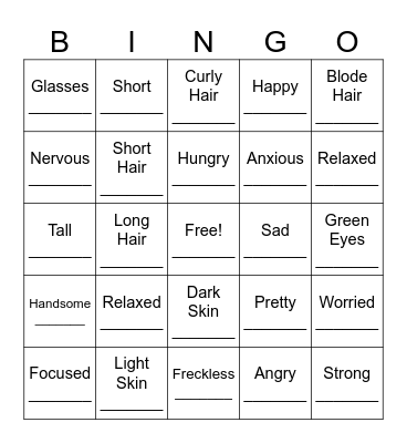 Vocabulary Bingo Card