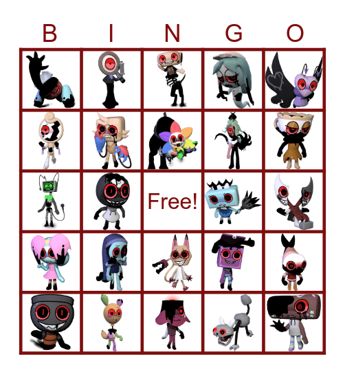 Dandy's World Twisted Bing Bingo Card