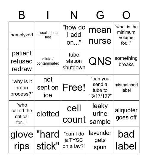 Lab Week Bingo Card