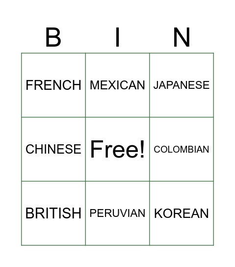 BINGO! Bingo Card