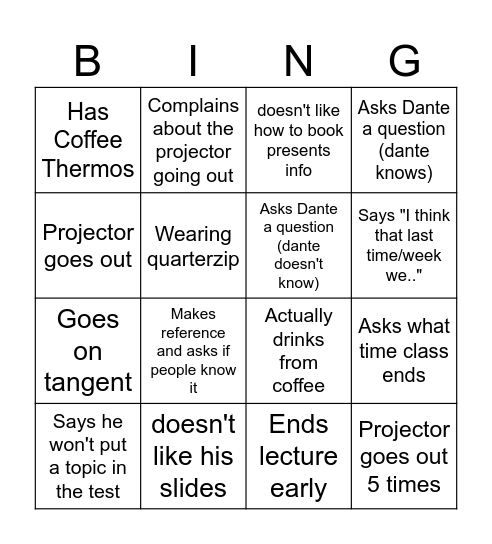 Chiuccisms Bingo Card