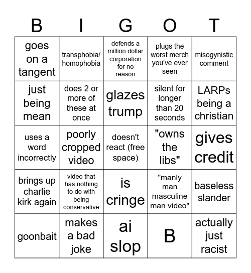 Conservative Vibes Bingo Card