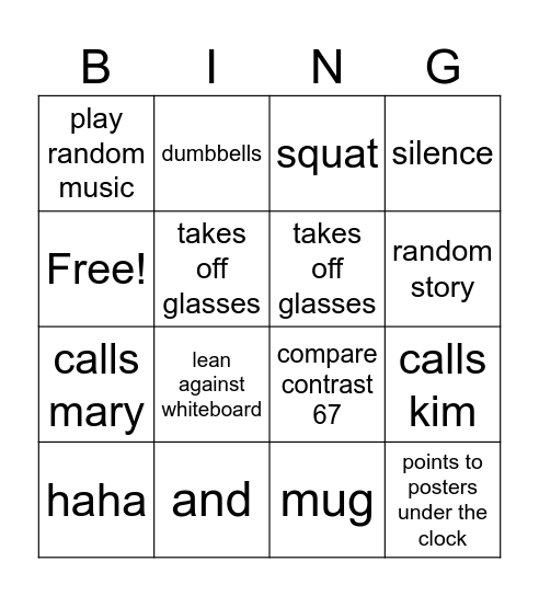 lumley-go Bingo Card