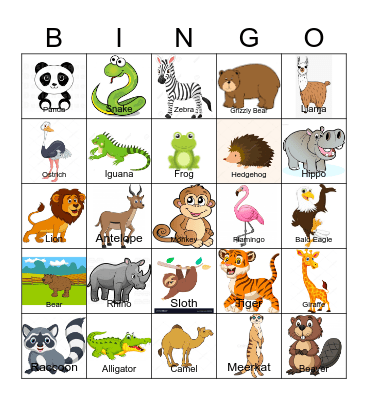WILDLIFE Bingo Card