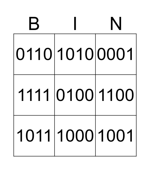 Binary Bingo Card