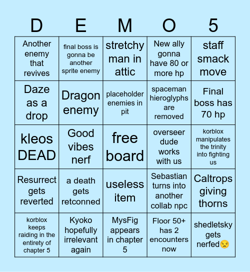 Demo 5 BINGOOOO Bingo Card