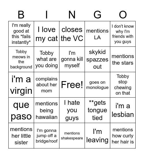 KAYDEN BINGO! Bingo Card