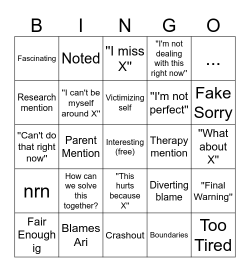 The Chase Response Bingo Night Bingo Card