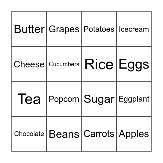 GROCERY BINGO Card
