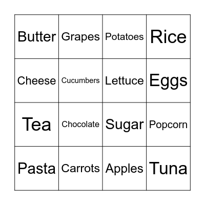 GROCERY BINGO Card