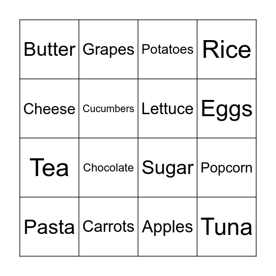 GROCERY BINGO Card