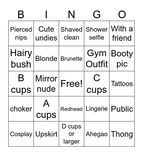 Nudes Bingo Card