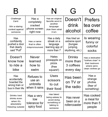 K-Lingo Bingo (Find someone who...) Bingo Card