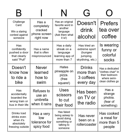 K-Lingo Bingo (Find someone who...) Bingo Card