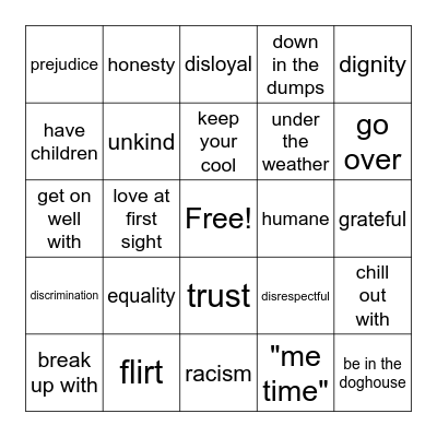 Unit 5 Vocabulary Bingo Card