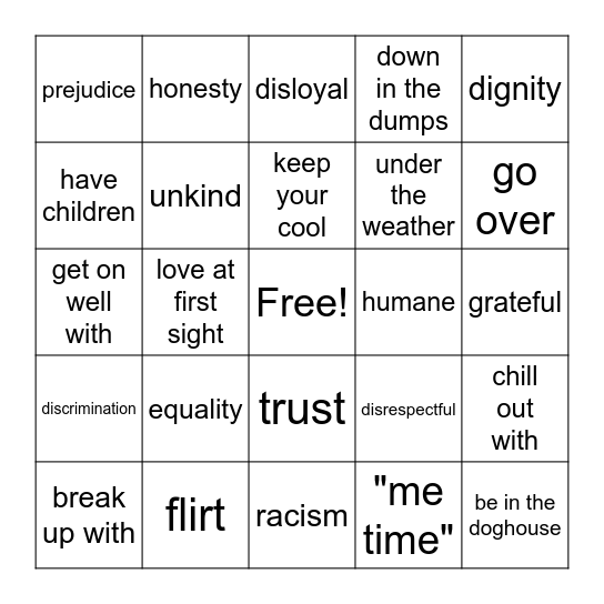 Unit 5 Vocabulary Bingo Card