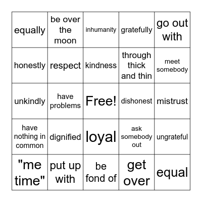 Unit 5 Vocabulary Bingo Card