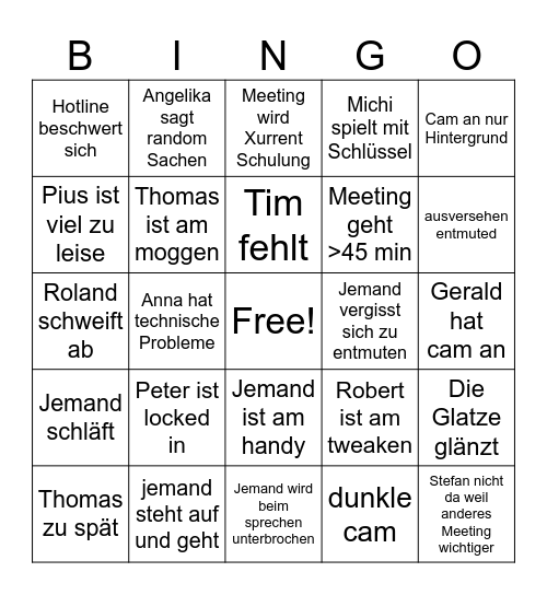 ITIF Weekly Bingo Card