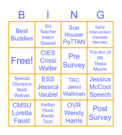 Field of Special Education Bingo Card