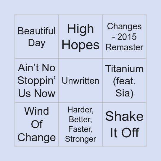 The Shape We Hear Bingo Card
