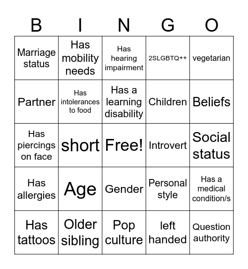 Barriers/Discrimination Bingo Card