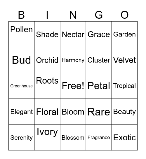 National Orchid Day Bingo Card