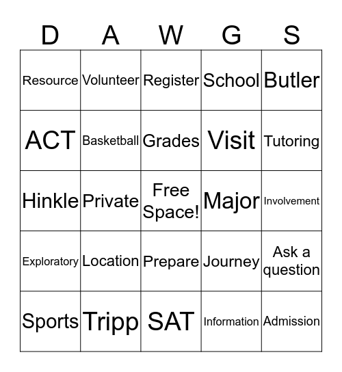 Sponsored Group Bingo Card