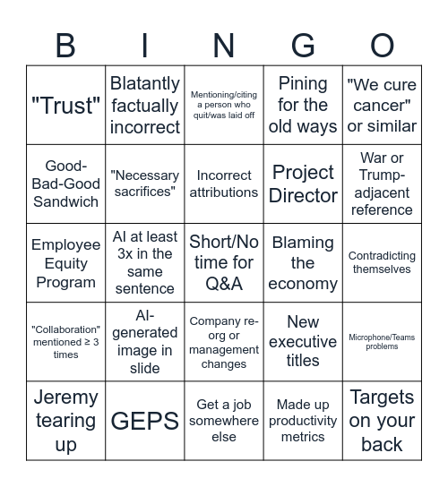 Q1? All-Hands? Bingo Card