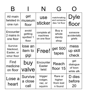 Dandy Bingo (Friend Group) Bingo Card