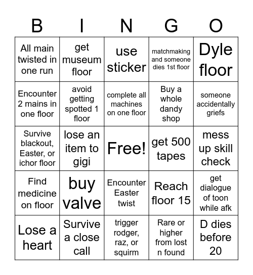 Dandy Bingo (Friend Group) Bingo Card