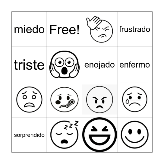 Emociones Bingo Card