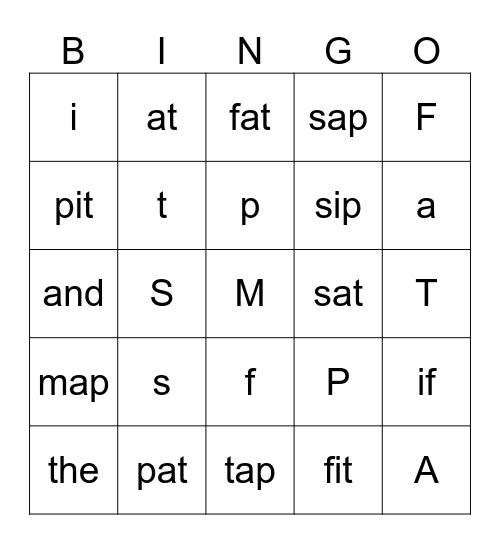 UFLI Review Lessons 1-8 Bingo Card