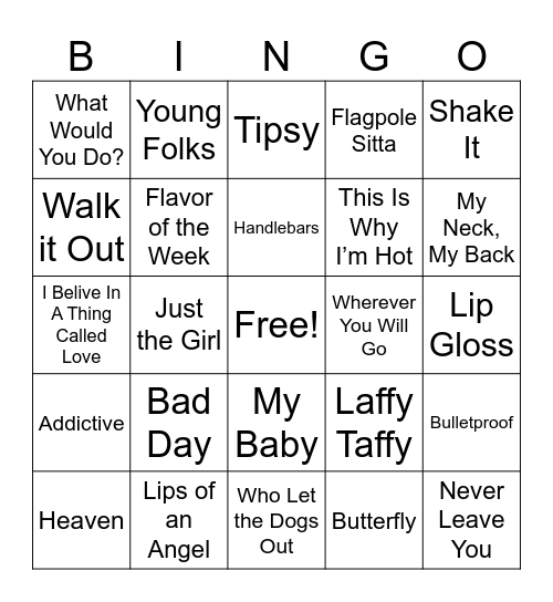 Rolling Stones Top One Hit Wonders Bingo Card