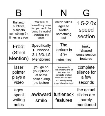Merih Fun Time Bingo Card