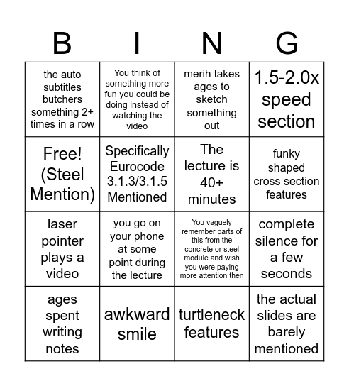 Merih Fun Time Bingo Card
