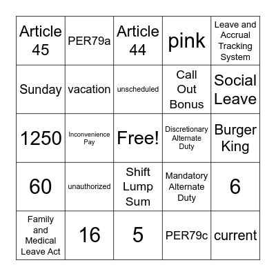 Admin BINGO Card