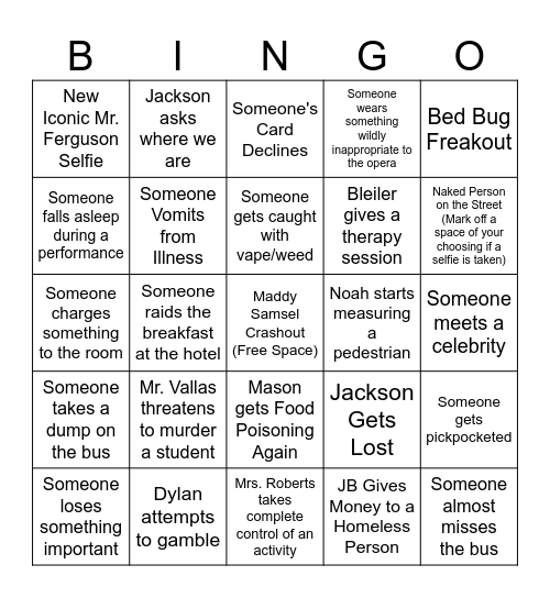 NYC 2026 Bingo Card