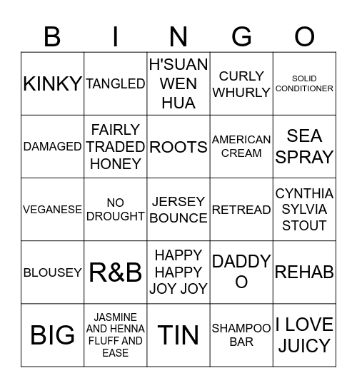 HAIRCARE Bingo Card