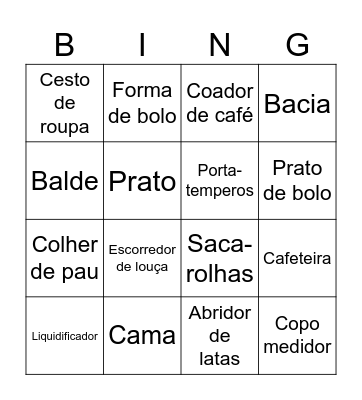 Chá de Casa Bingo Card