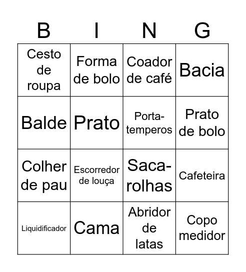 Chá de Casa Bingo Card