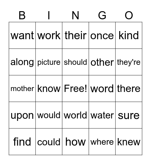 HFW-Tara West unit 5 Bingo Card
