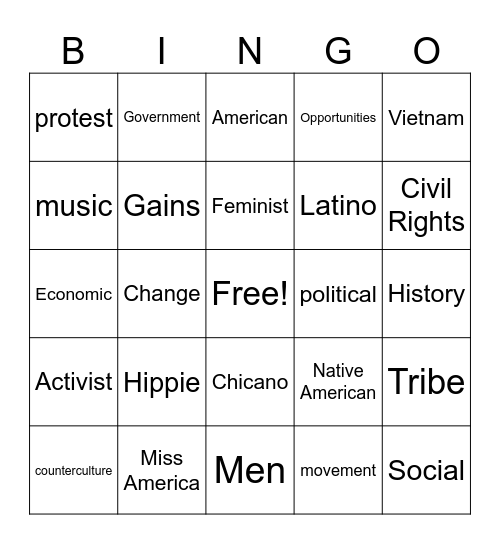 Era of Social Change Bingo Card