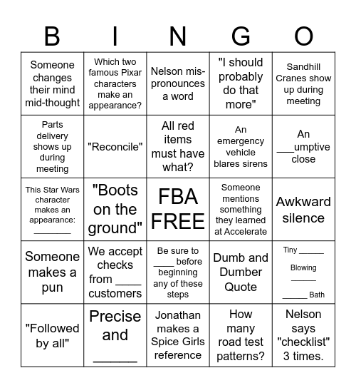FBA Bingo Card