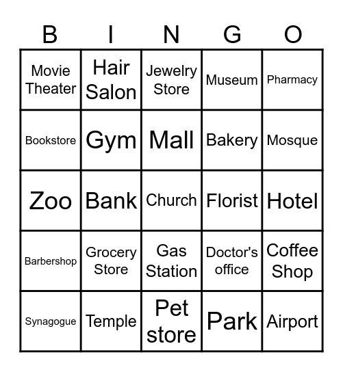 In My Community Bingo Card