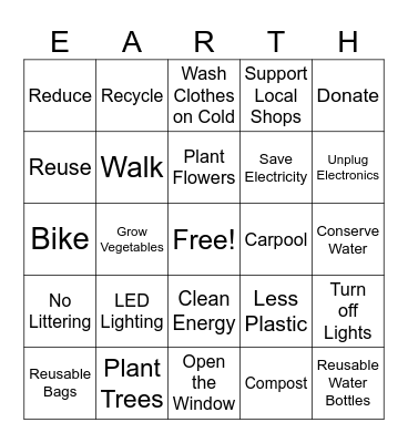 HAPPY EARTH DAY Bingo Card