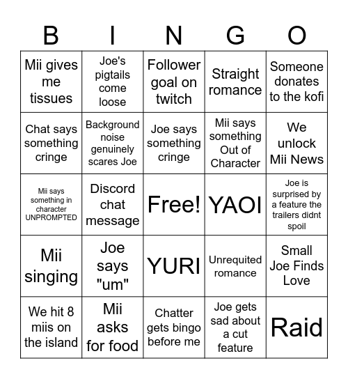 SHcMOOK Bingo Card