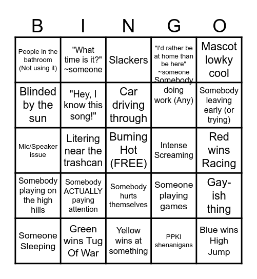 SUKAN MSN BINGO CARD Bingo Card